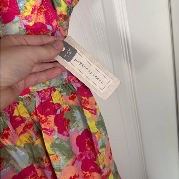 NWT Peyton & Parker Mommy & Me Pink Floral Midi Flutter Sleeve Dress Size Large - Picture 4 of 9